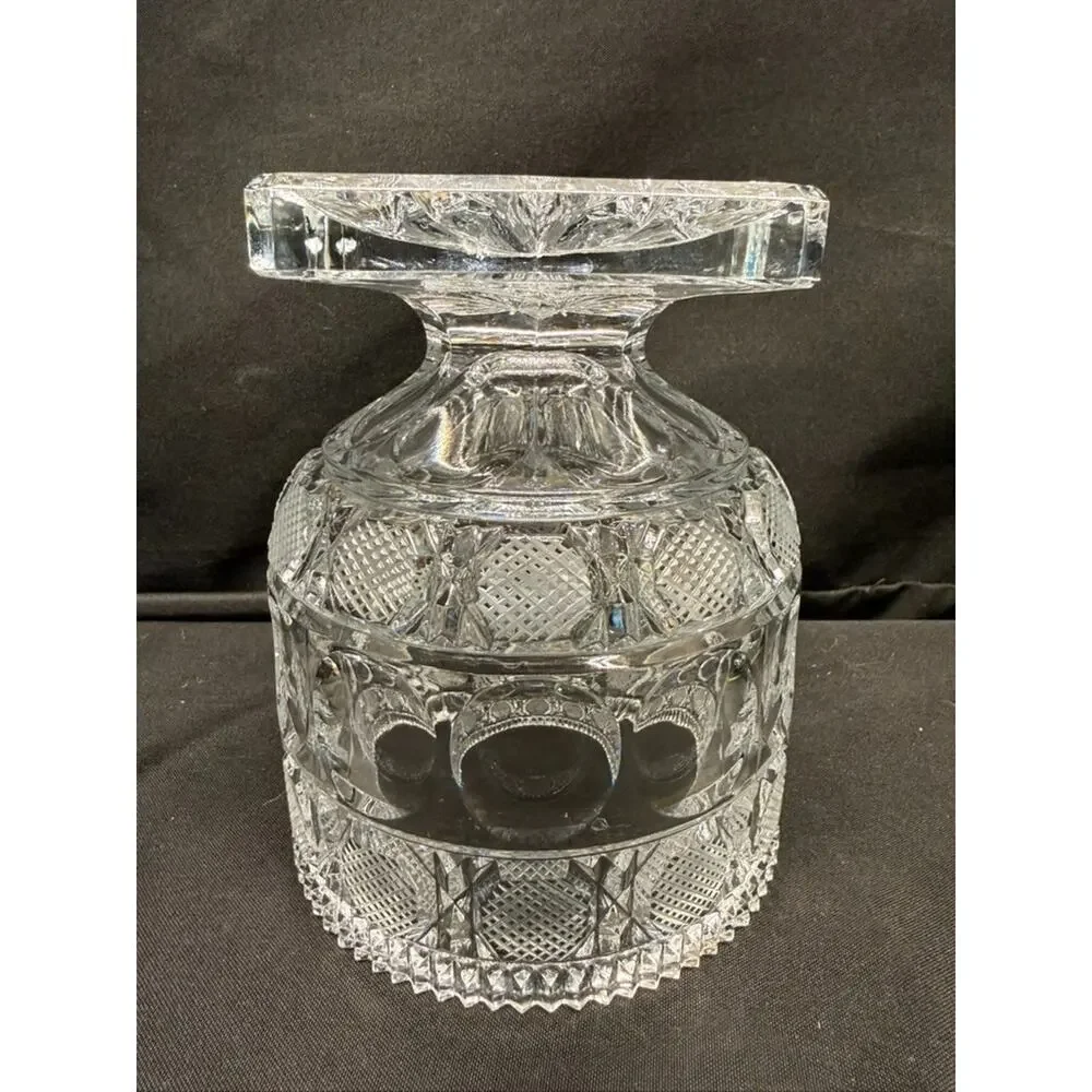 Vintage Bohemia Crystal Pedestal Candy Dish/ Centerpiece Dish square base 5.5